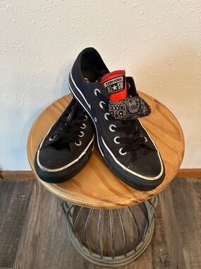Converse Black Low-Top Canvas Sneakers with Candy Skull Hidden Detail